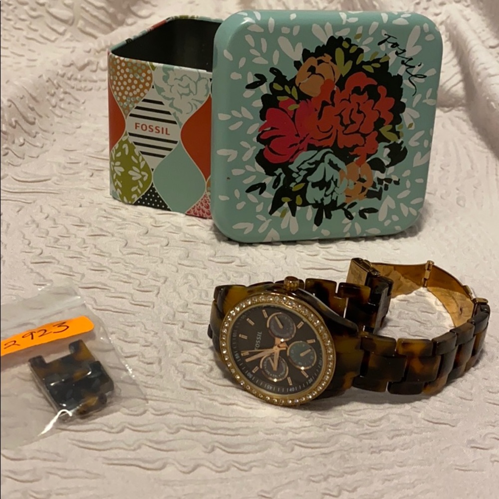 Fossil Stella Tortoise Shell Resin Watch Rose Gold